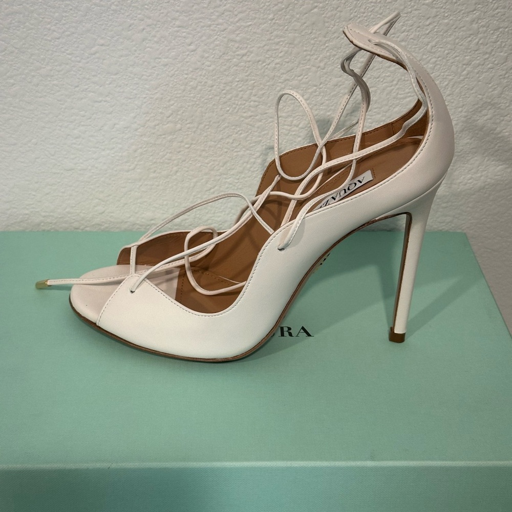 Aquazzura White Strappy Heels (Rebel Sandal)